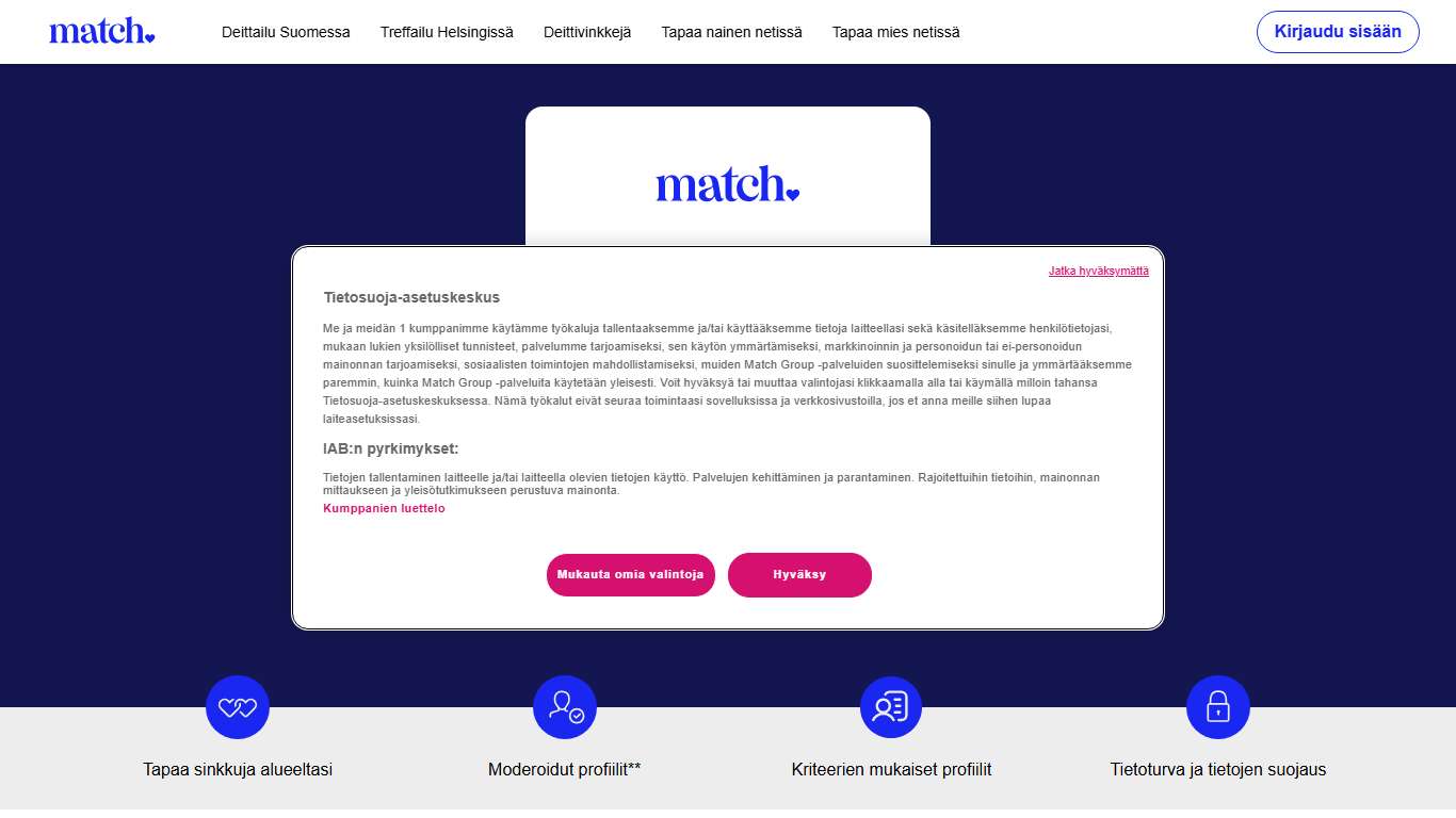 Match® Suosituin deittailusovellus sinkkuille. Etsi parempia osumia.