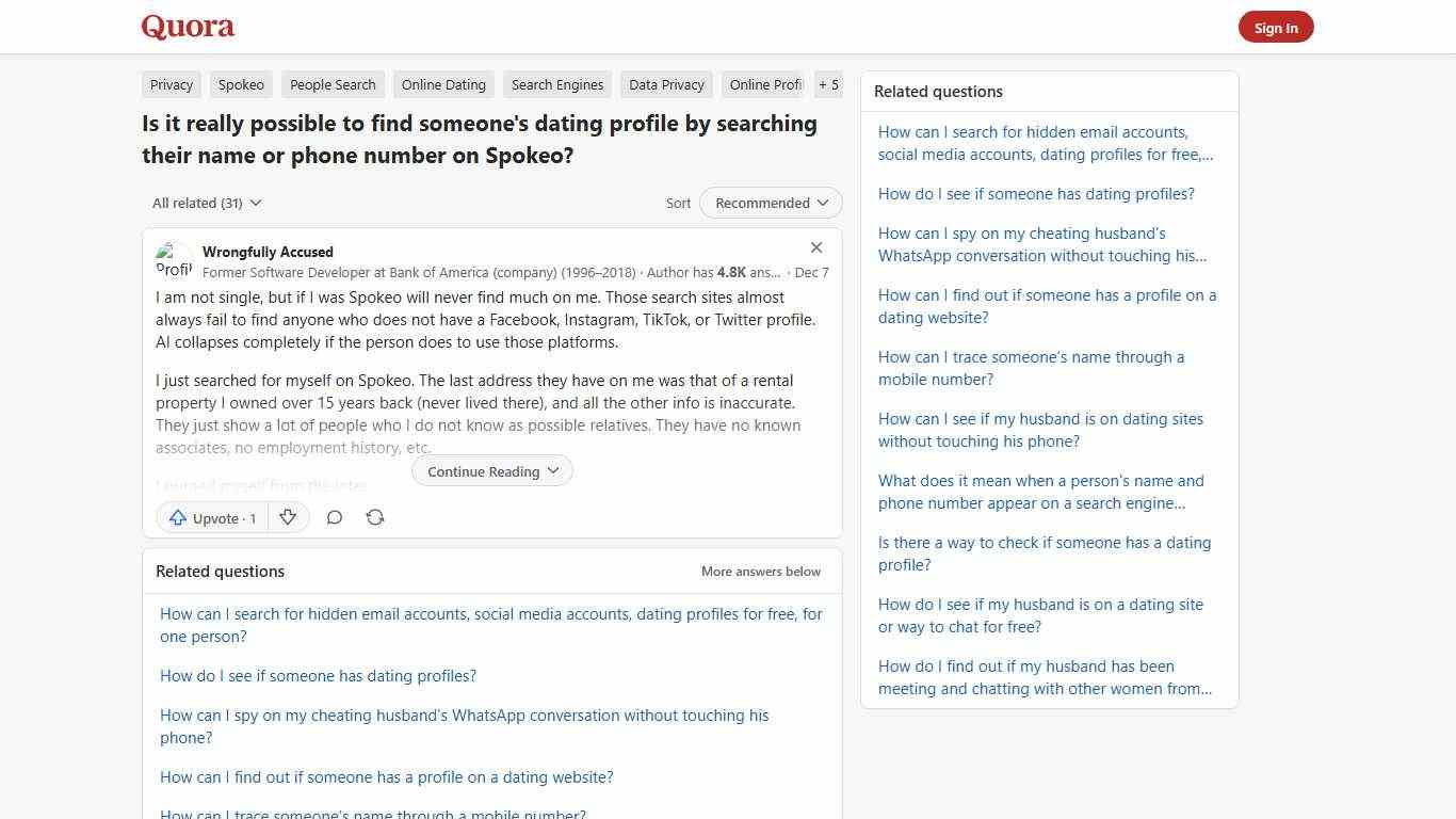 Is it really possible to find someone's dating profile by searching their name or phone number on Spokeo? - Quora